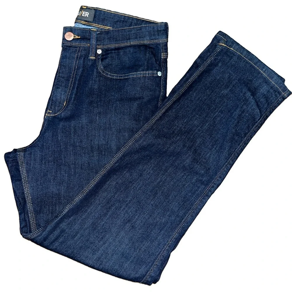 DU/ER L2X Athletic Straight Jeans Heritage Rinse Mens 32x32 COOLMAX Quick Dry